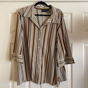 PLUS SIZE Maggie Barnes Striped Button Up Blouse